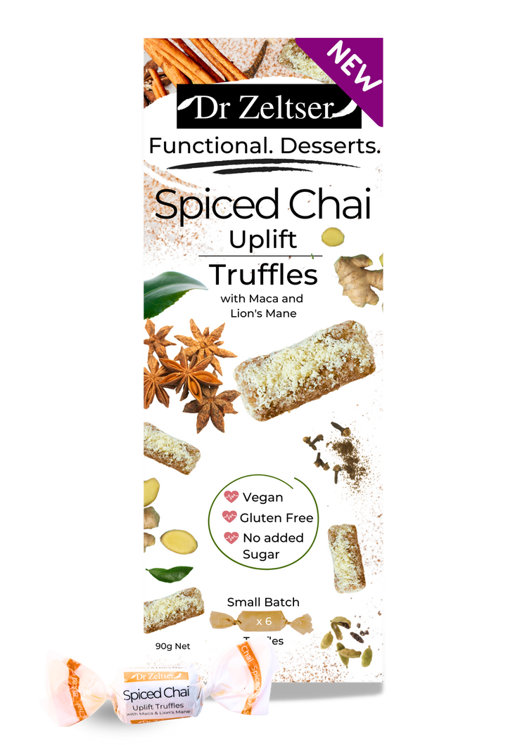 Beautiful rectangular box with spices and depictions of delicious Spice Chai Truffles